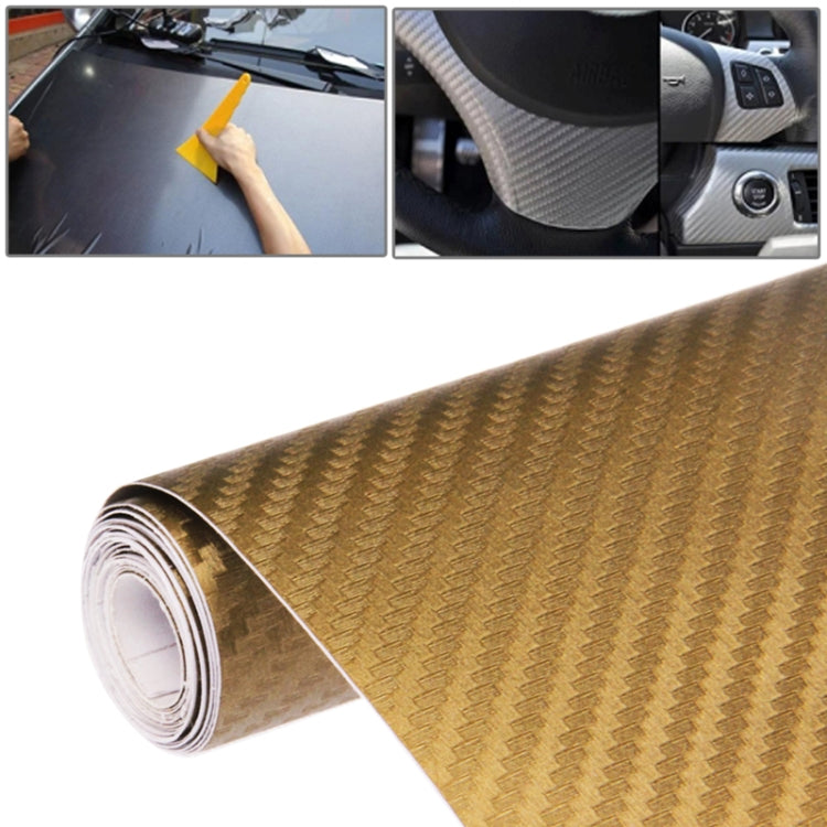Gold carbon fiber style PVC sticker roll with 3D woven pattern, 127 cm x 50 cm