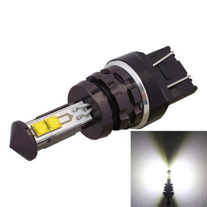 Black 7443 LED bulb with white LED chip, clear lens, and metal base contacts