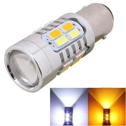 Chrome LED car brake light bulb with yellow and white SMD chips on a 1157 base