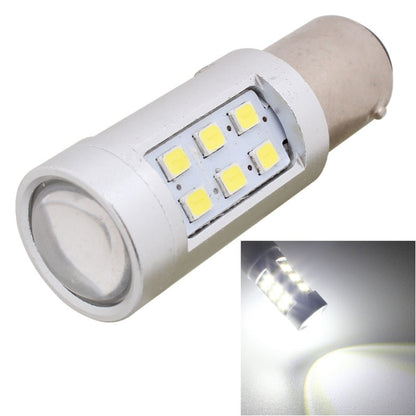 LED car brake light bulb with white base and multi-chip LED lens panel