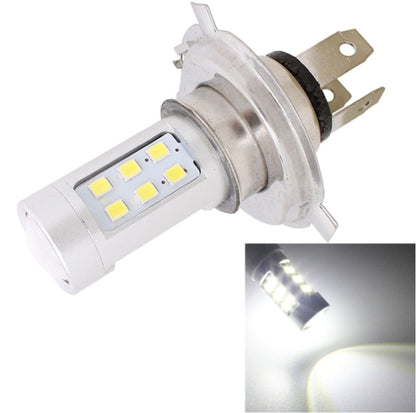 H4 LED headlamp bulb with metal base and white LED panel, two prongs