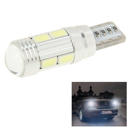 T10 LED backup bulb with white SMD LEDs, clear plastic cap and metal base