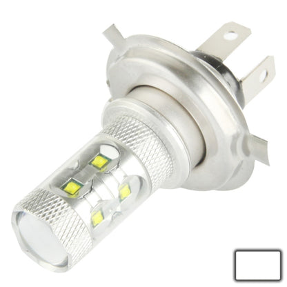 H4 LED fog light bulb with silver heatsink and clear lens, two mounting tabs