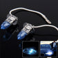 Halogen headlight bulb set with wiring leads, blue glass capsules, metal sockets.