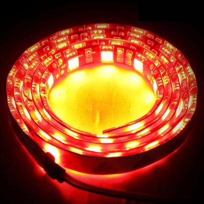 Flexible LED strip light, red glowing coil with waterproof housing