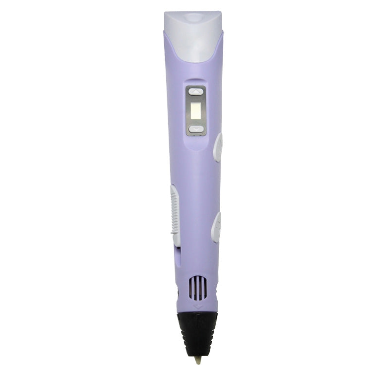 Handheld 3D printing pen, lavender body with control panel and black nozzle tip