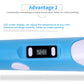 Handheld 3D printing pen, blue body with digital LED temperature display