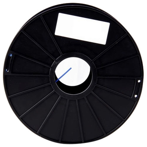 Black ABS 3D printer filament spool with visible filament wound on black reel