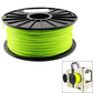 Green fluorescent ABS 1.75mm filament spool on black reel, tightly wound coils