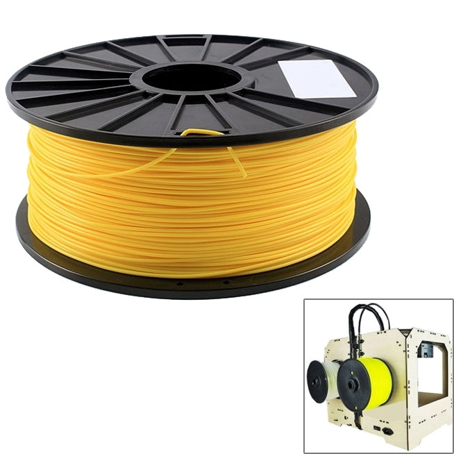 Fluorescent yellow ABS 3D printer filament on black spool