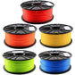 Fluorescent ABS filament spool set: red, yellow, green, and blue