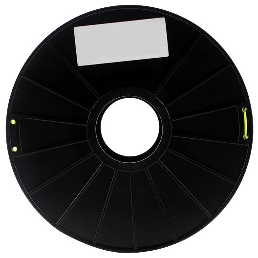 Luminous PLA filament reel spool with black frame and center hub