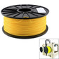 Yellow 3D printer filament spool on black reel, with wound filament visible