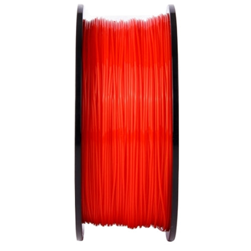 Red PLA filament roll on a black spool reel, 3.0 mm filament.