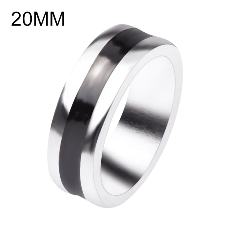 20mm magnetic metal ring with dark stripe detail, open ring design
