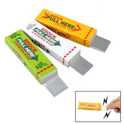 Shock chewing gum toy package set with pull-tab dispenser cards, green and yellow