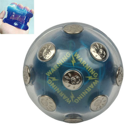 Blue transparent electric shock power ball with metal control caps and central emblem