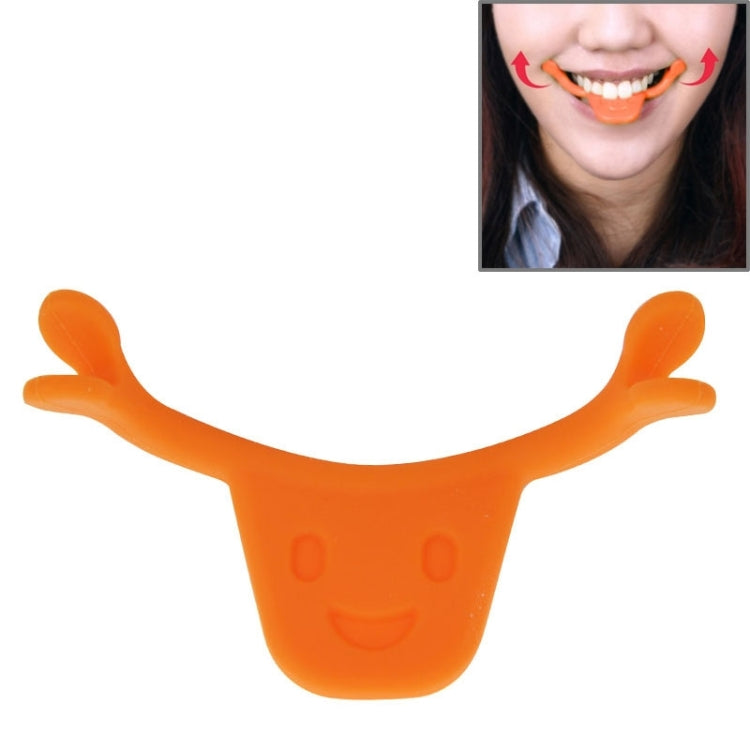Orange U-shaped smile maker dental tool with rounded ends and smile face details