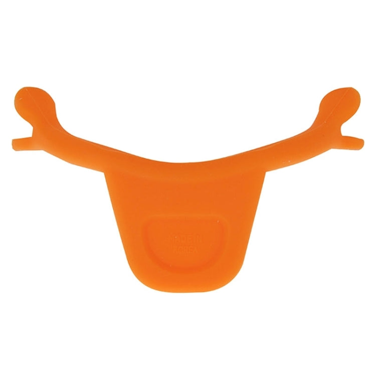 Orange U-shaped smile maker dental tool with smiling face imprint on the center