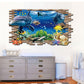 Underwater World wall sticker framed with dolphins, sharks, fish, starfish, and sea plants