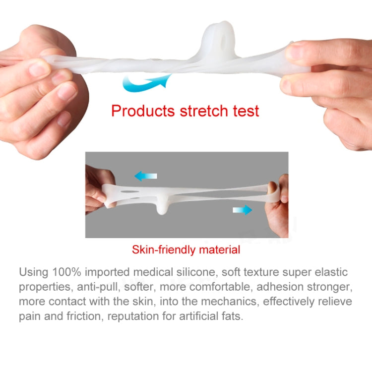 Pair of white silicone hallux valgus orthopedic toe braces with stretch band