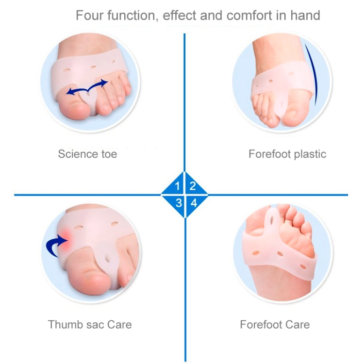 Hallux valgus toe brace comfort diagram with foot and forefoot areas