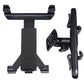 Black retractable tablet bracket holder with two clamp points and swivel mount