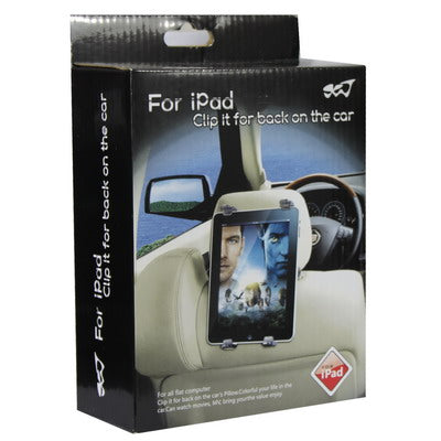 Retail box packaging for an iPad clip-on headrest mount with retractable bracket