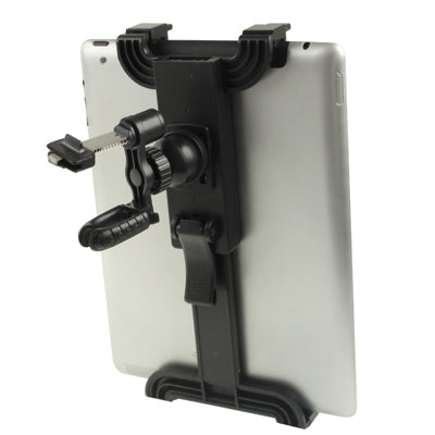 Black car vent tablet holder mount with adjustable brackets and clamp