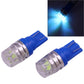 Blue T10 COB LED bulbs (2-pack) with clear lens, emitting bright blue light