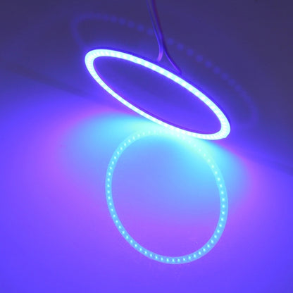 60mm LED angel-eye ring lights glowing blue, oval halo and circular halo