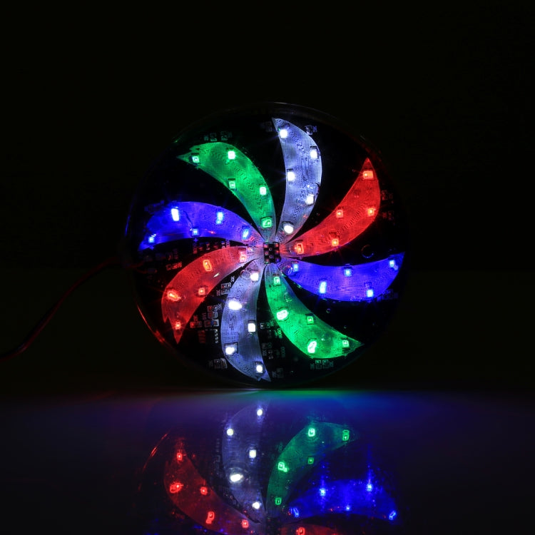 Colorful 40-LED fire wheel windmill light, red blue green LEDs glowing on disk