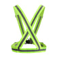 Neon green reflective safety vest with wide X-back straps and black reflective trim