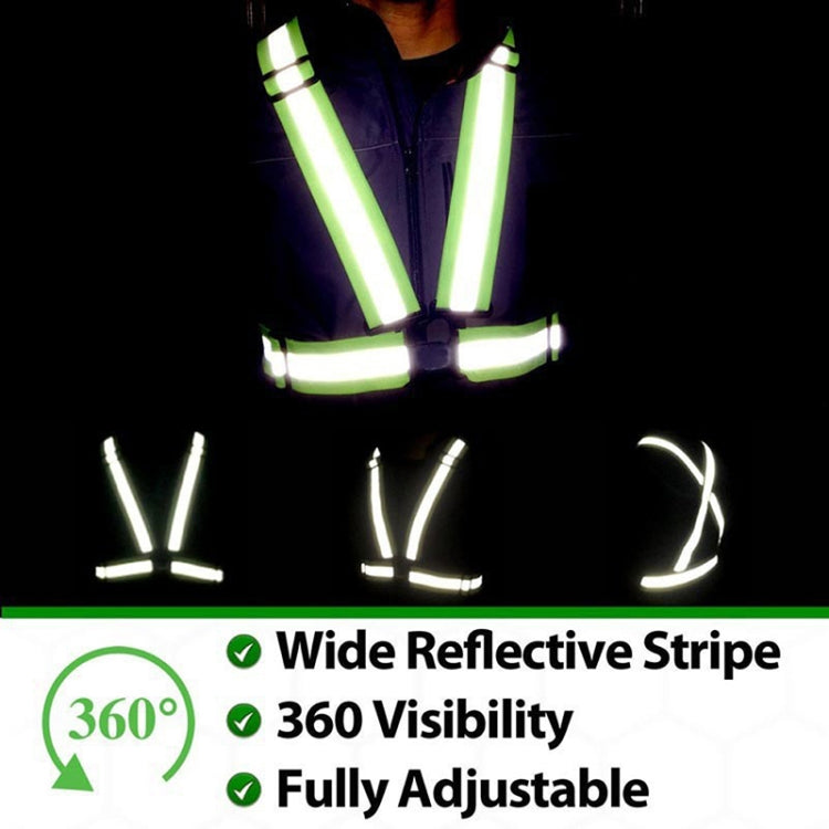 Reflective safety vest with wide neon green chest and shoulder stripe panels