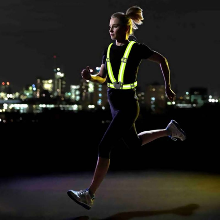 Reflective safety vest for running with neon green stripe accents