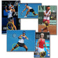 Kinesiology tape on tennis players' legs and arms shown as support stripes