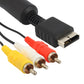 PS2 AV component cable with molded black plug and three color-coded RCA ends