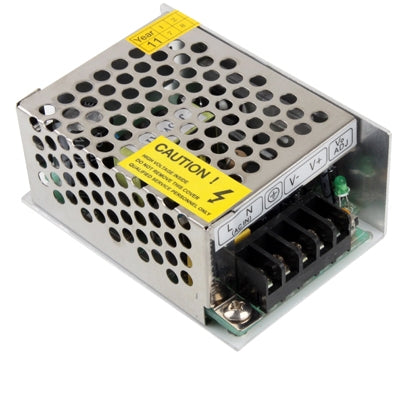 Metal regulated switching power supply with vented top and terminal block connectors