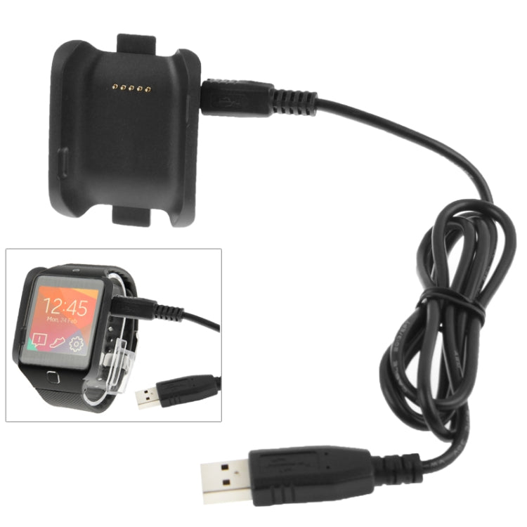 Black charging cradle dock with USB charging cable and plug connectors