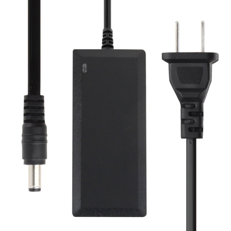 12V 3A AC adapter with US flat two-pin plug and DC 5.5x2.5mm barrel output