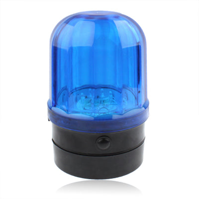Blue 6-LED strobe warning light with black base and clear blue dome lens