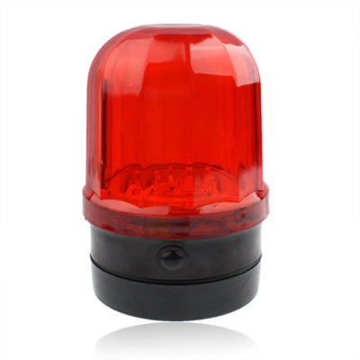 Red 6-LED strobe warning light with black base and clear red dome lens