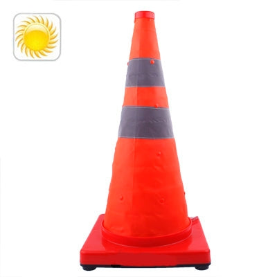 Orange traffic warning cone with black reflective bands, 56 cm height