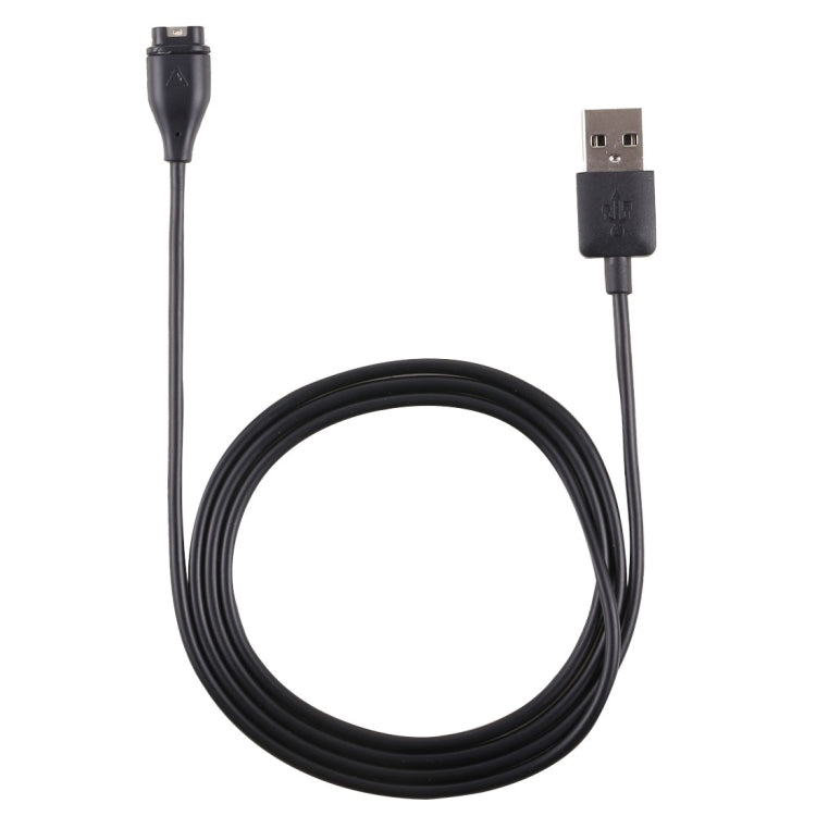 Black charging cable with USB-A plugs and 4-pin watch connector, looped
