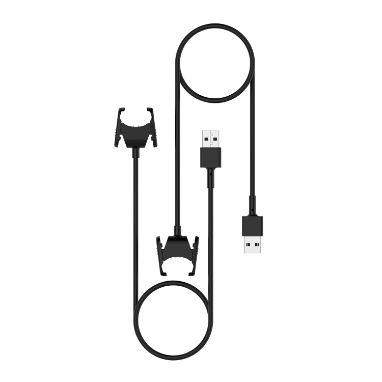 Smart watch charging cable with USB end and magnetic dock, coiled for storage