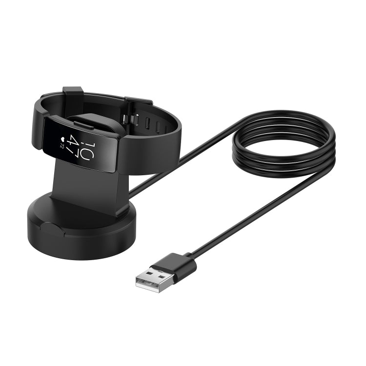 Black magnetic charging dock with wristband cradle and USB cable