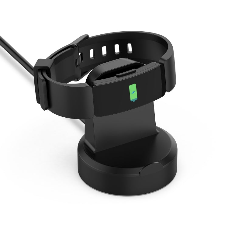 Black charging dock cradle with contact pads and USB cable