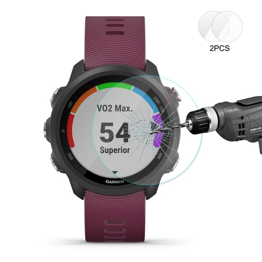 Curved tempered glass screen protector for maroon Garmin watch, 2-pack