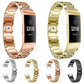 Diamond-studded Solid Stainless Steel Wrist Strap Watch Band for Fitbit Charge 3
