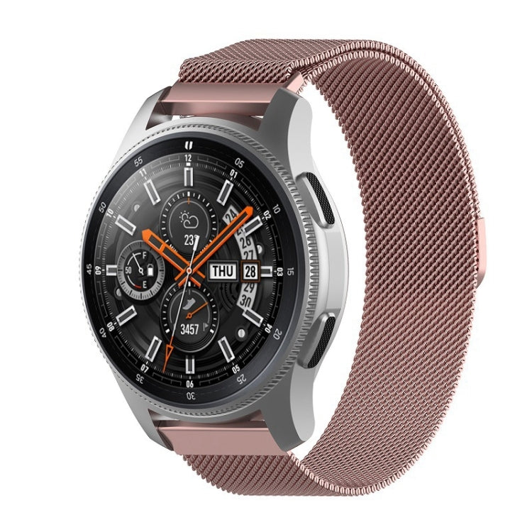 46mm smartwatch with rose pink Milanese mesh stainless strap, black dial